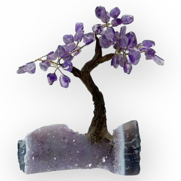 Amethyst Gemstone Bonsai Tree Large Rough Base 7" Height  Decorative Crystal - Picture 7 of 15